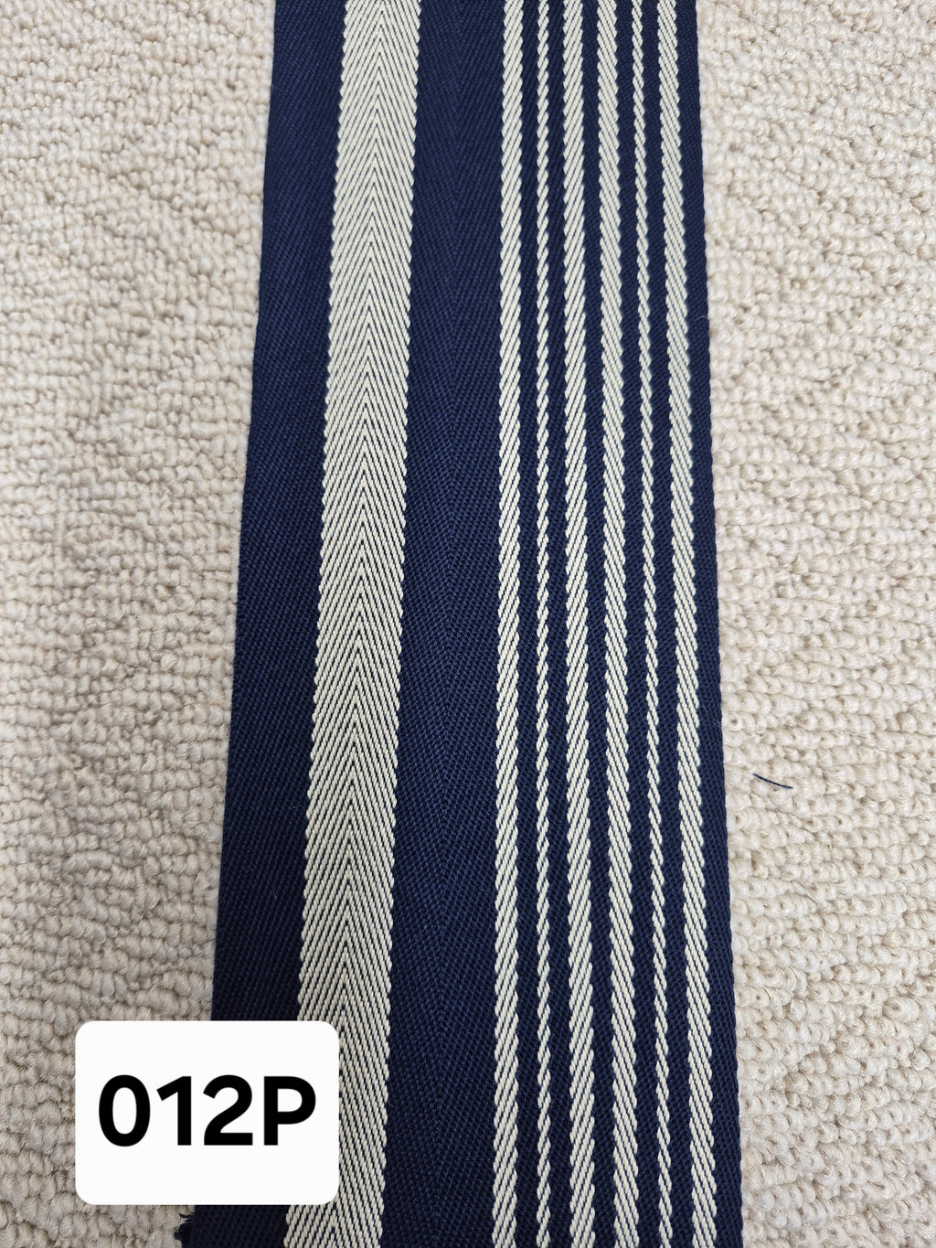 Premium Navy/Beige Pattern Carpet Binding Tape 012P