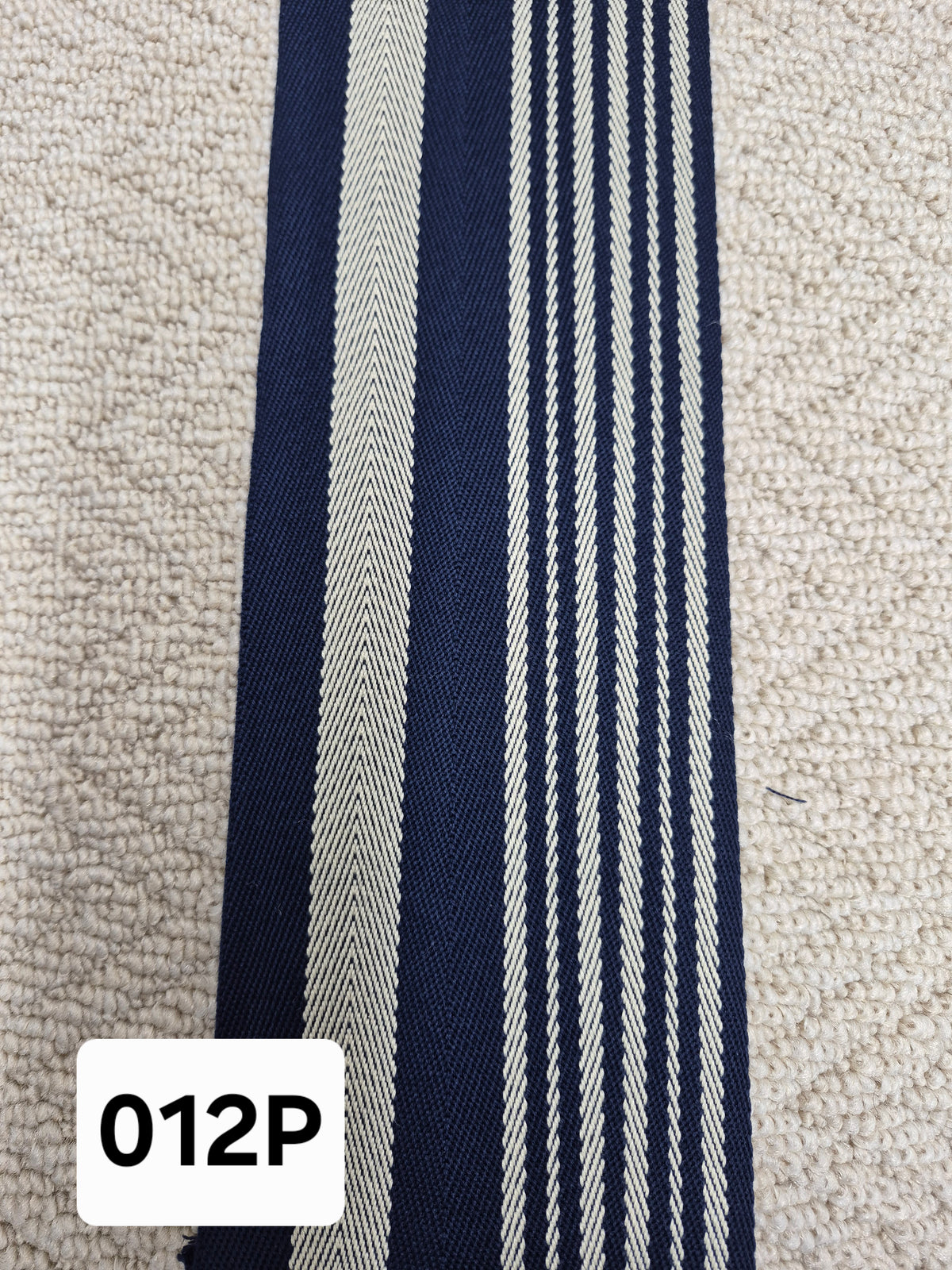 Premium Navy/Beige Pattern Carpet Binding Tape 012P