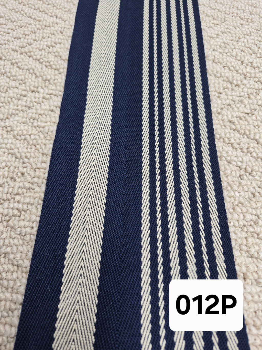 Premium Navy/Beige Pattern Carpet Binding Tape 012P