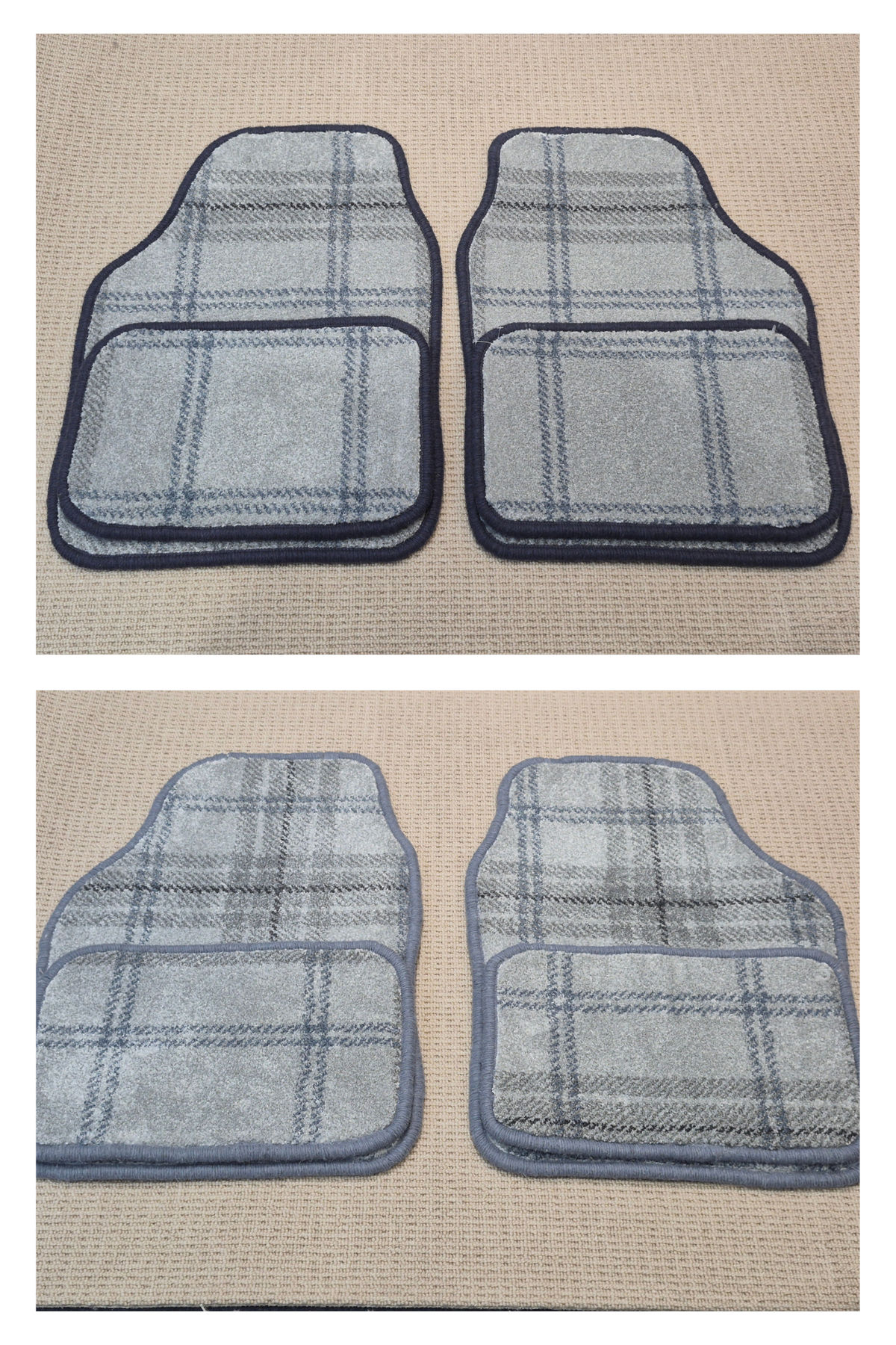 Light Grey Tartan Universal Car Mats Set