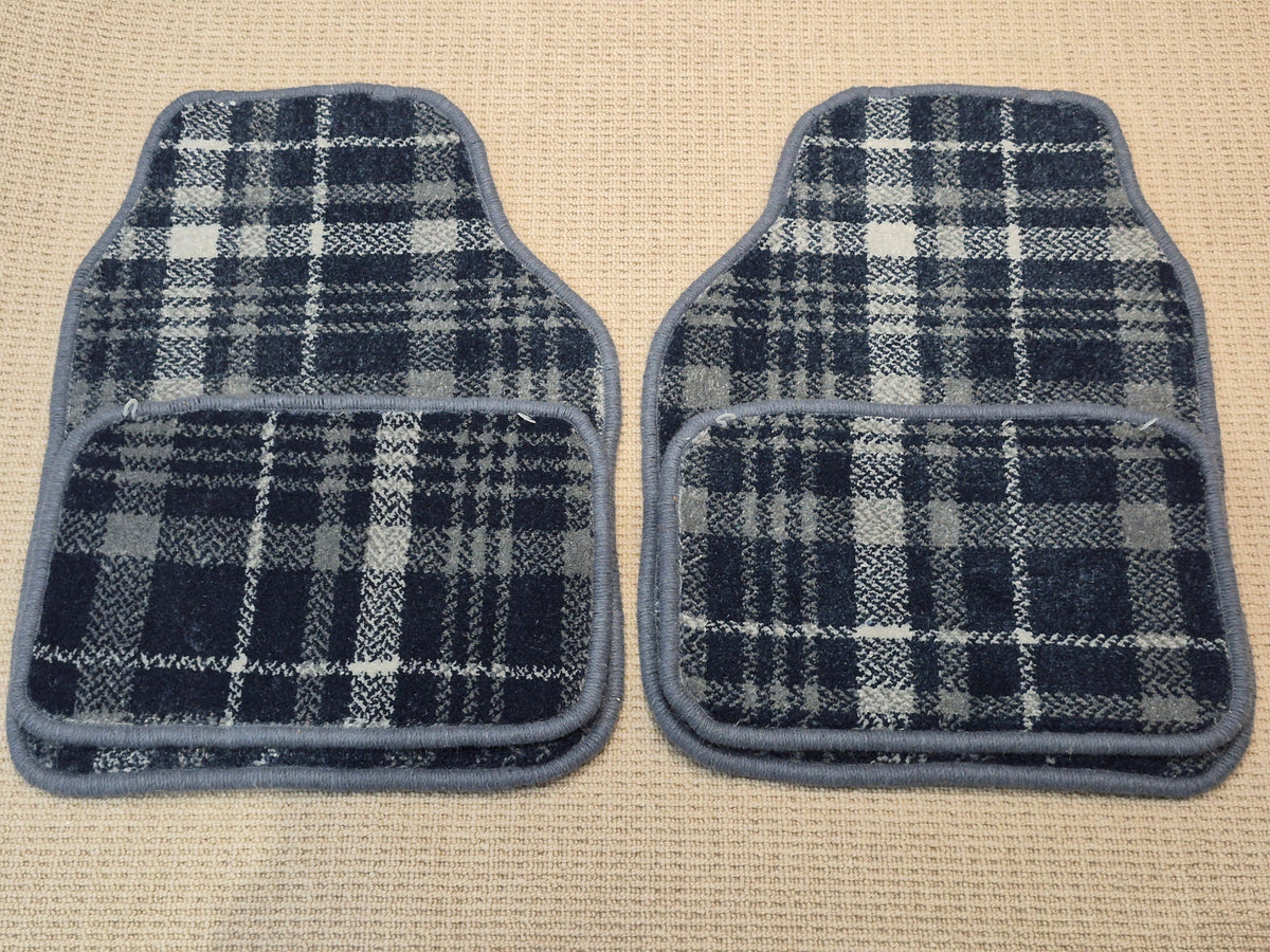 Navy Blue Tartan Universal Car Mats Set