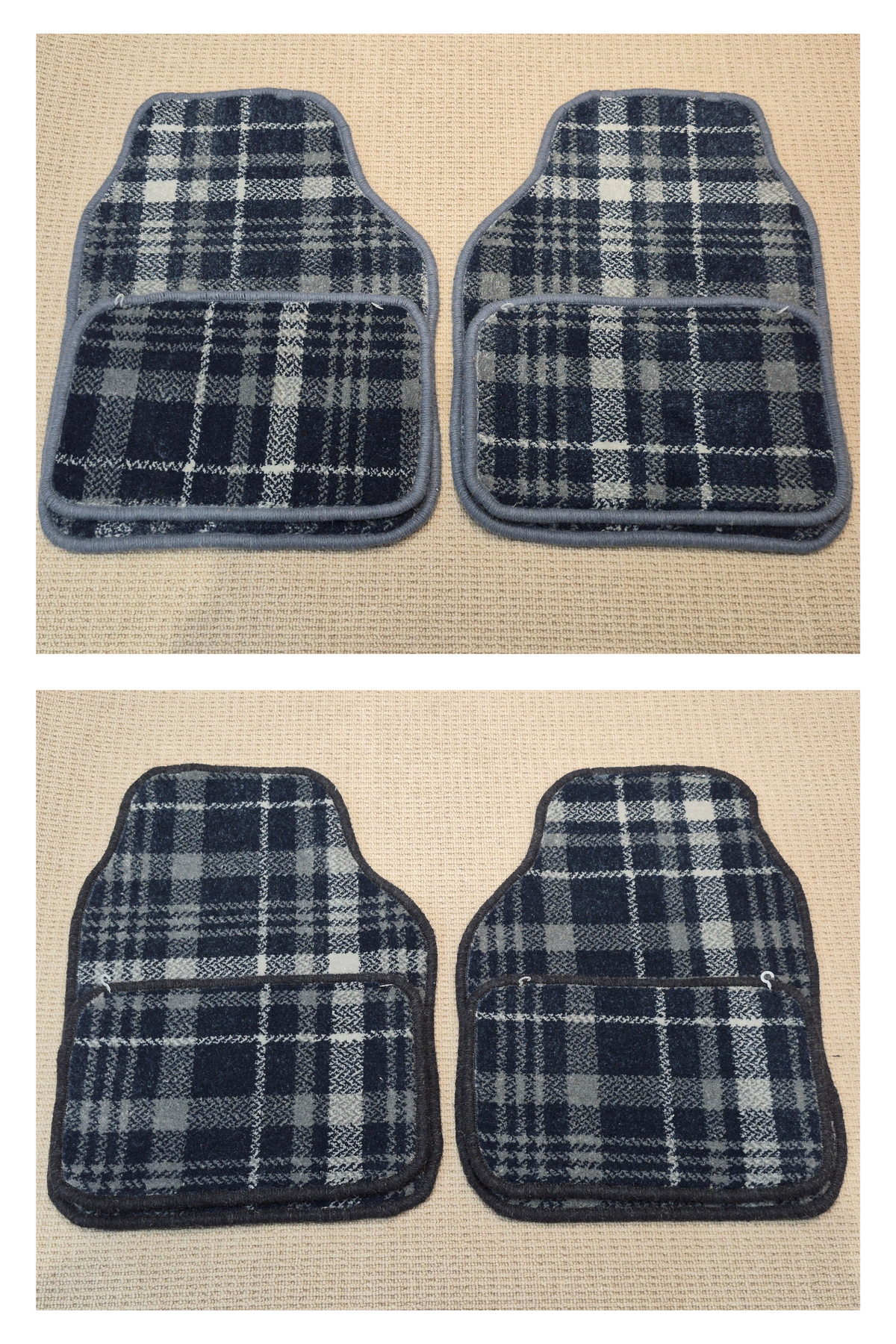 Navy Blue Tartan Universal Car Mats Set