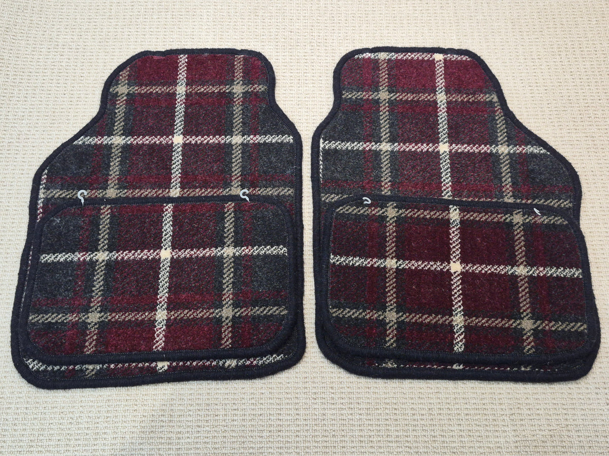 Burgundy Tartan Universal Car Mats Set