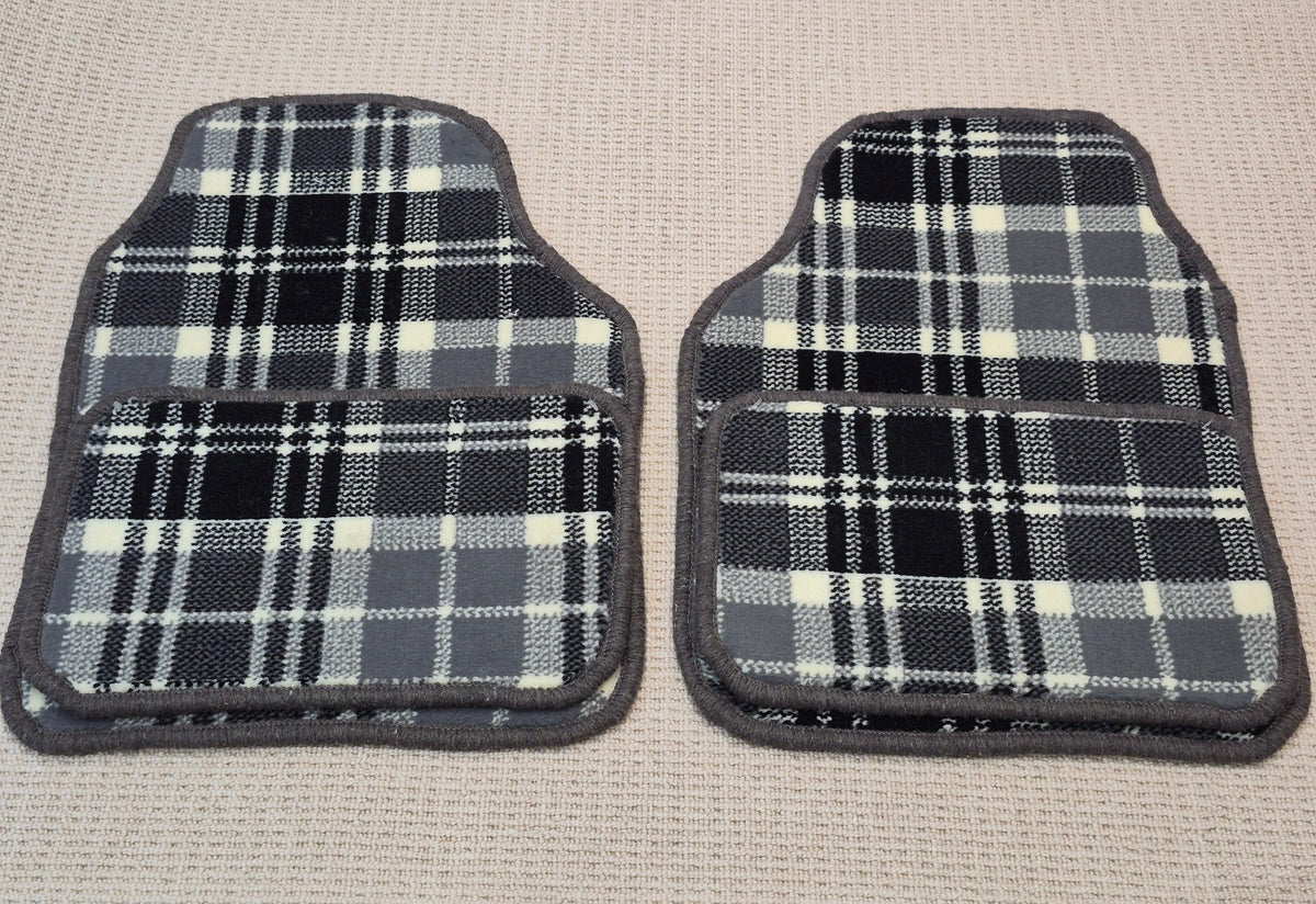 Black & Grey/Beige Tartan Universal Car Mats