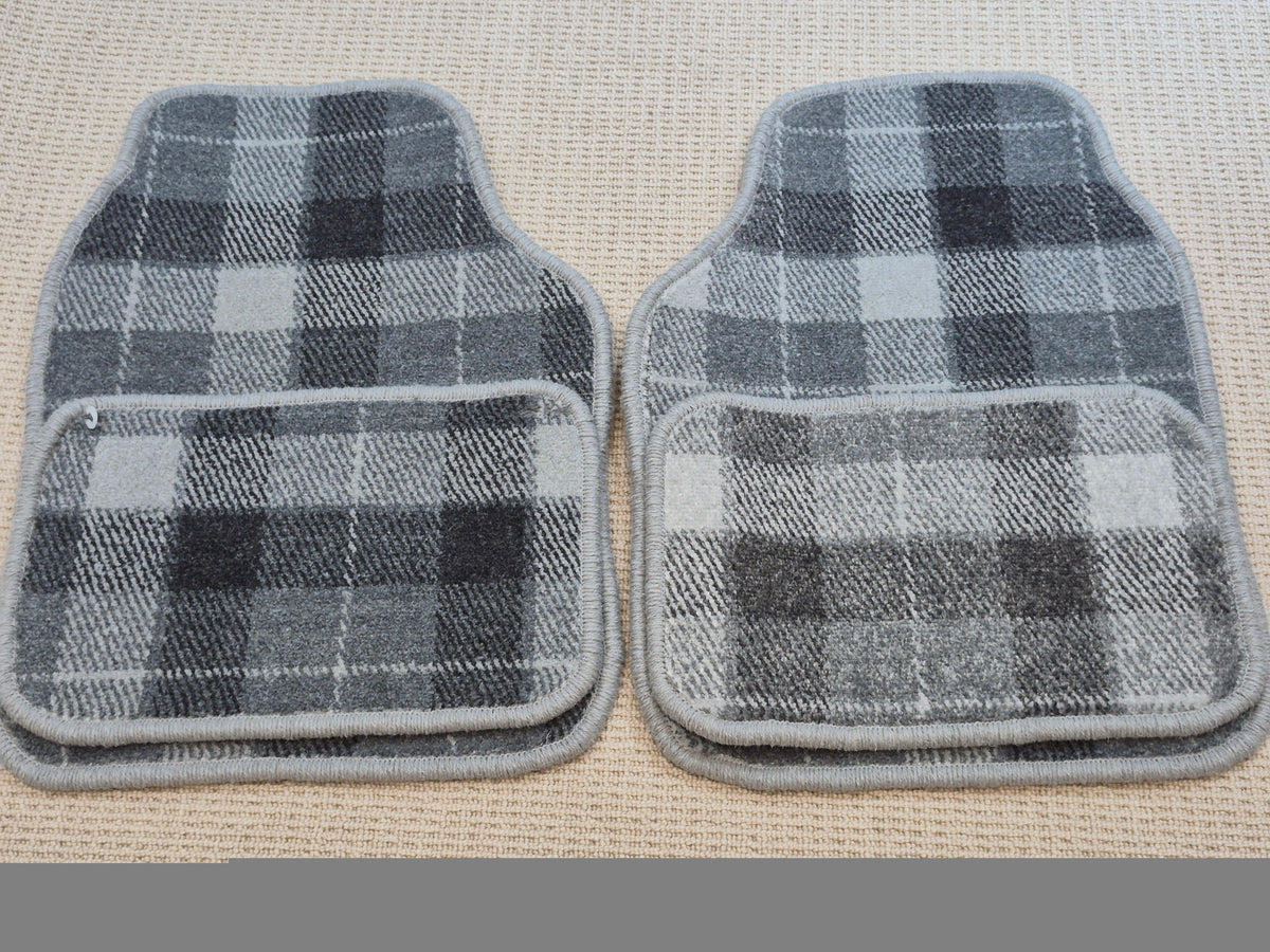 Grey Tartan Car Mats Set