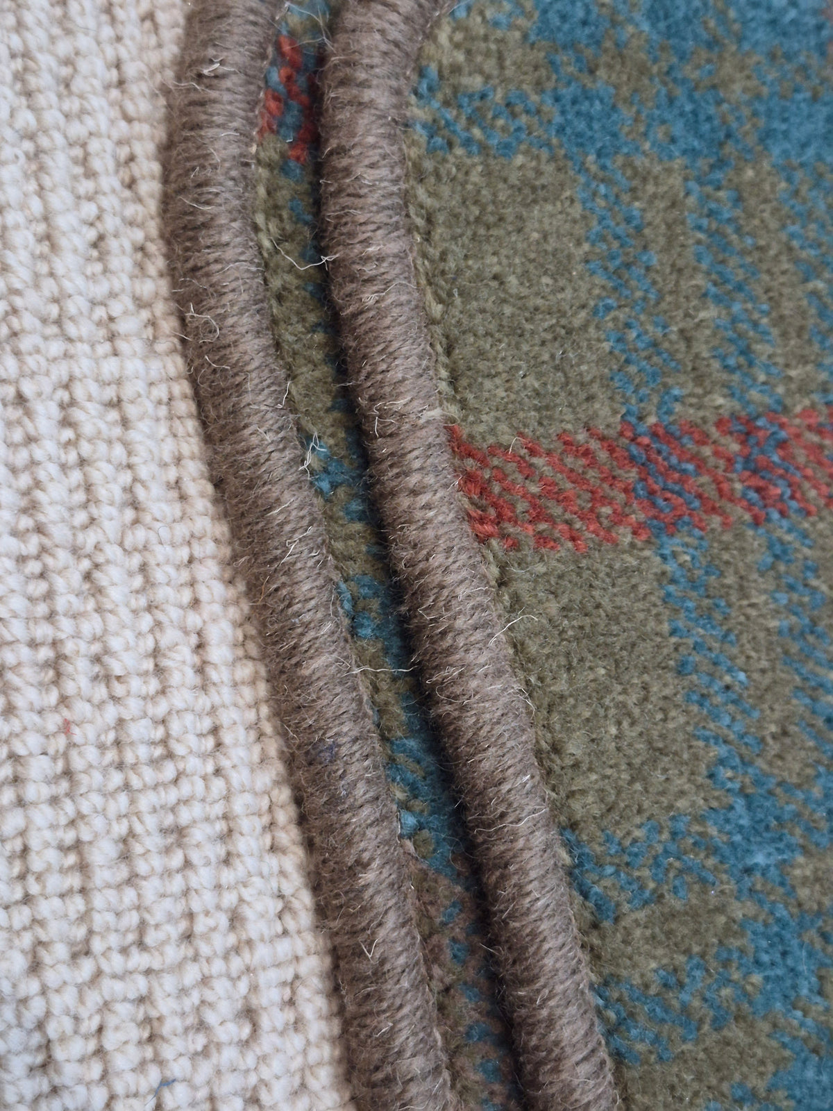 Dark Beige & Olive Tartan Car Mats Set