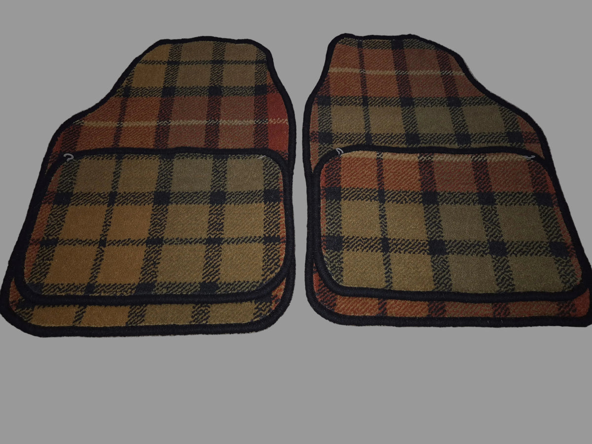 Olive & Navy Tartan Car Mats Set