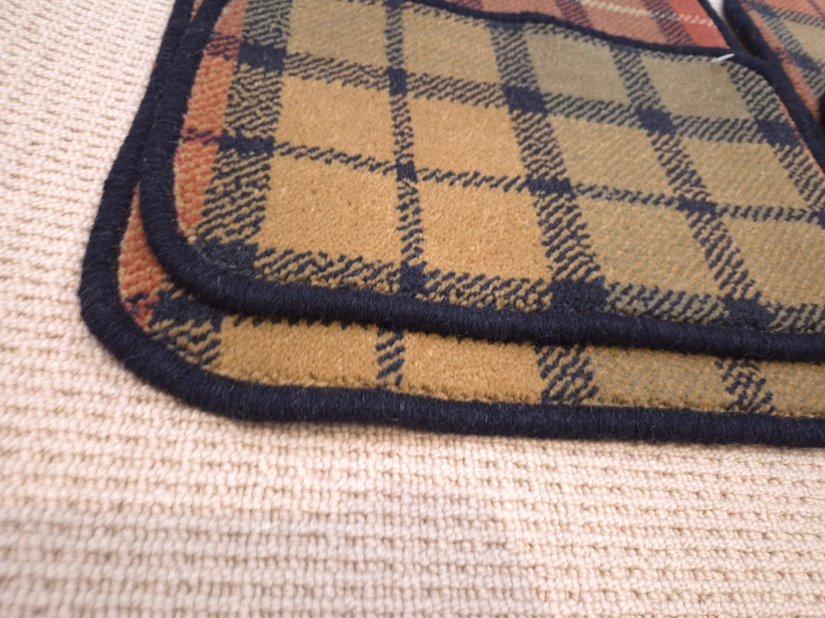 Olive & Navy Tartan Car Mats Set