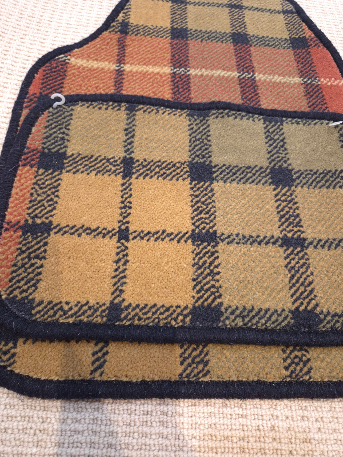Olive & Navy Tartan Car Mats Set