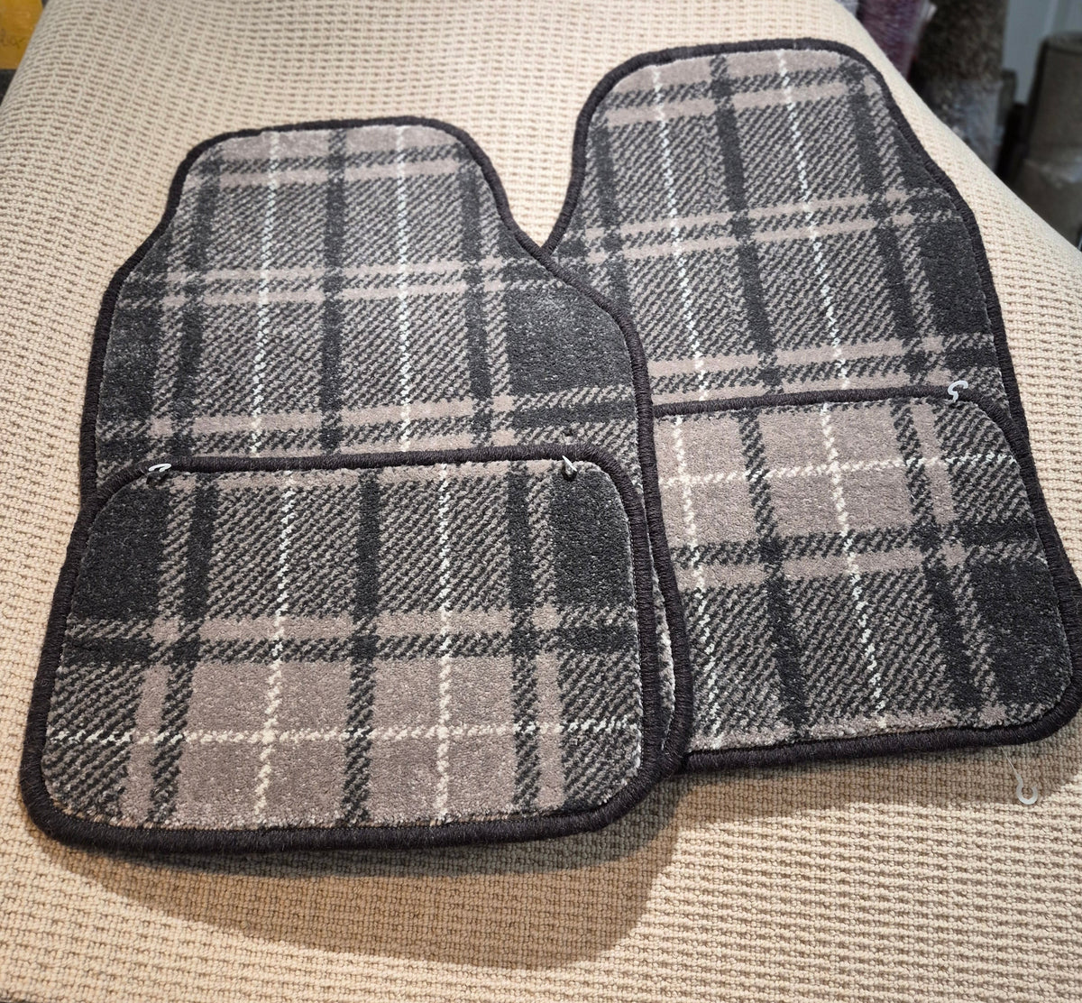 Charcoal Tartan Car Mats set