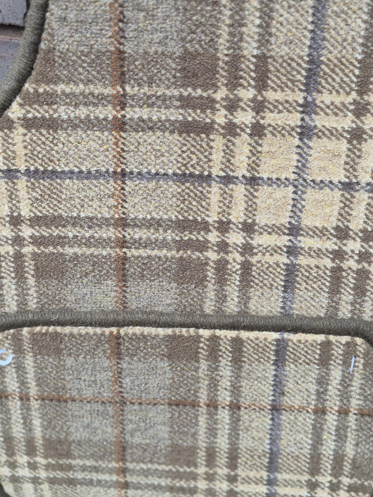 Dark Beige Olive Tartan Car Mats Set