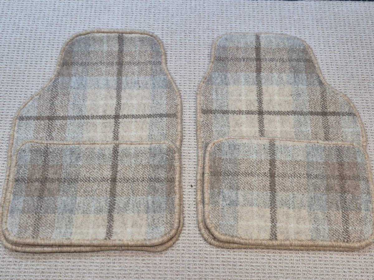 Light Beige Tartan Car Mats Set