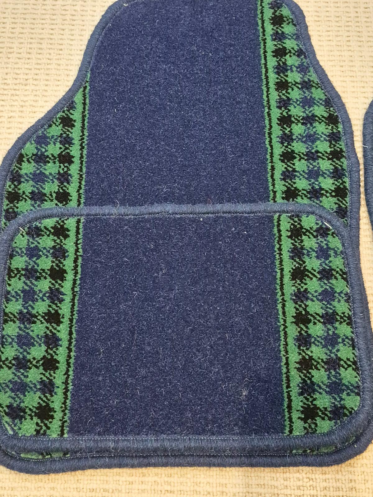Navy & Green Pattern Design Car Mats Set