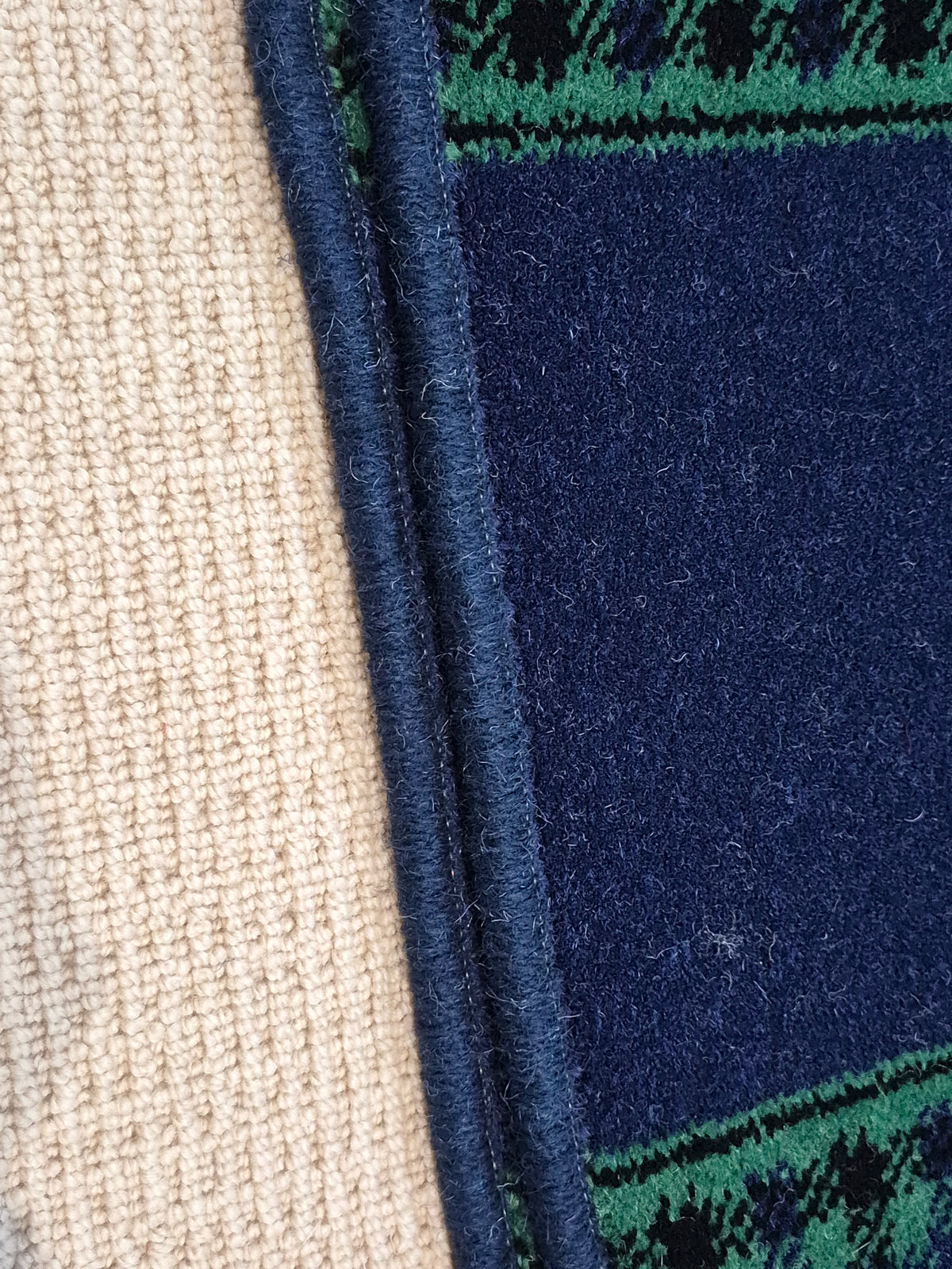 Navy & Green Pattern Design Car Mats Set
