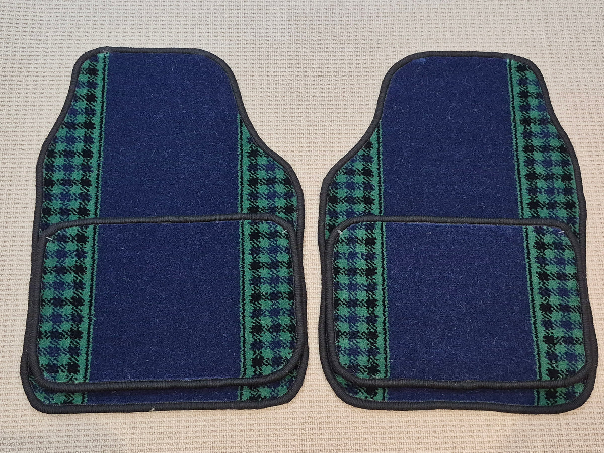Navy & Green Pattern Design Car Mats Set