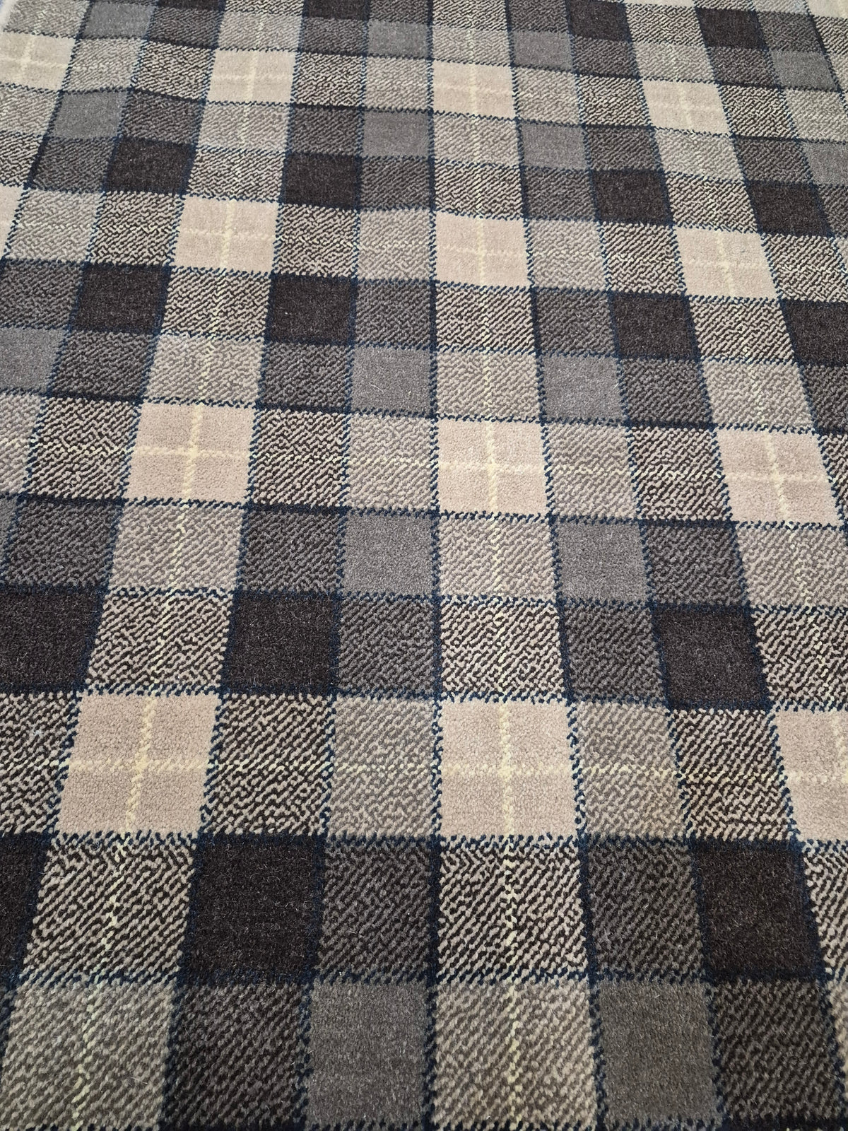 Brown & Beige Tartan Ready-Made Rug 2m x 1.07m