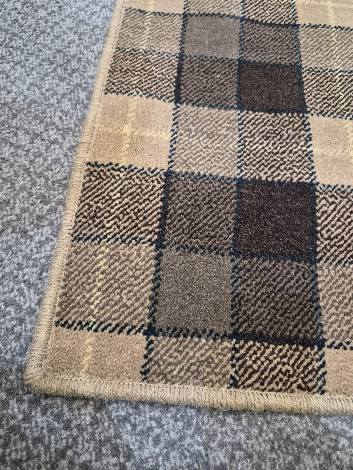 Brown & Beige Tartan Ready-Made Rug 2m x 1.07m