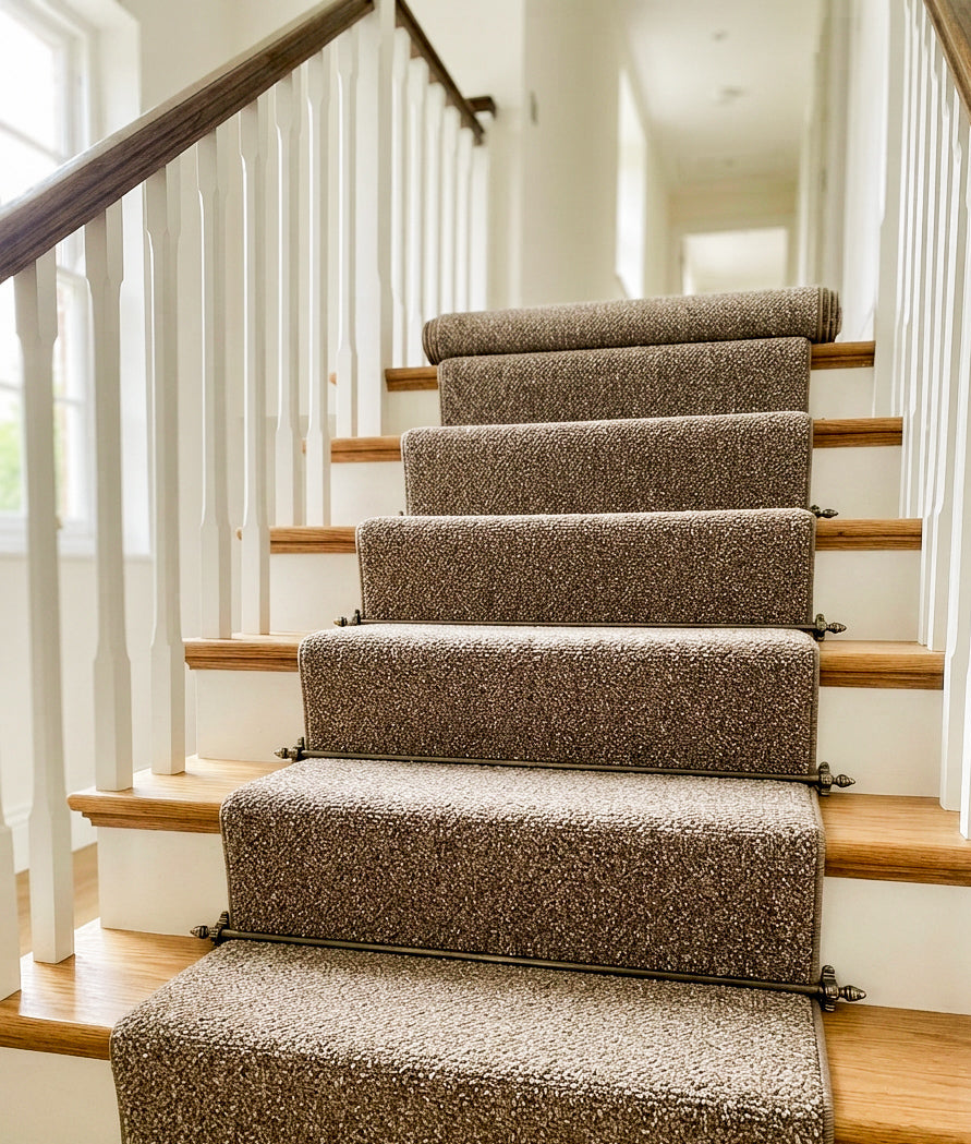 Beige Two-Tone Stair Runner Set – 53cm x 16 Stairs