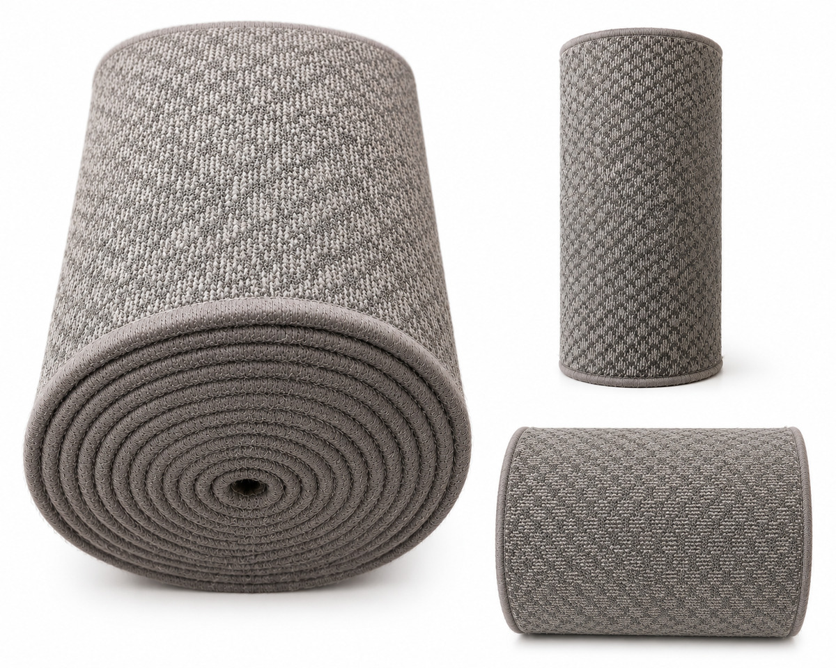 Multigrey Wool Carpet Stair Runner Set - 58cm x 17 stairs