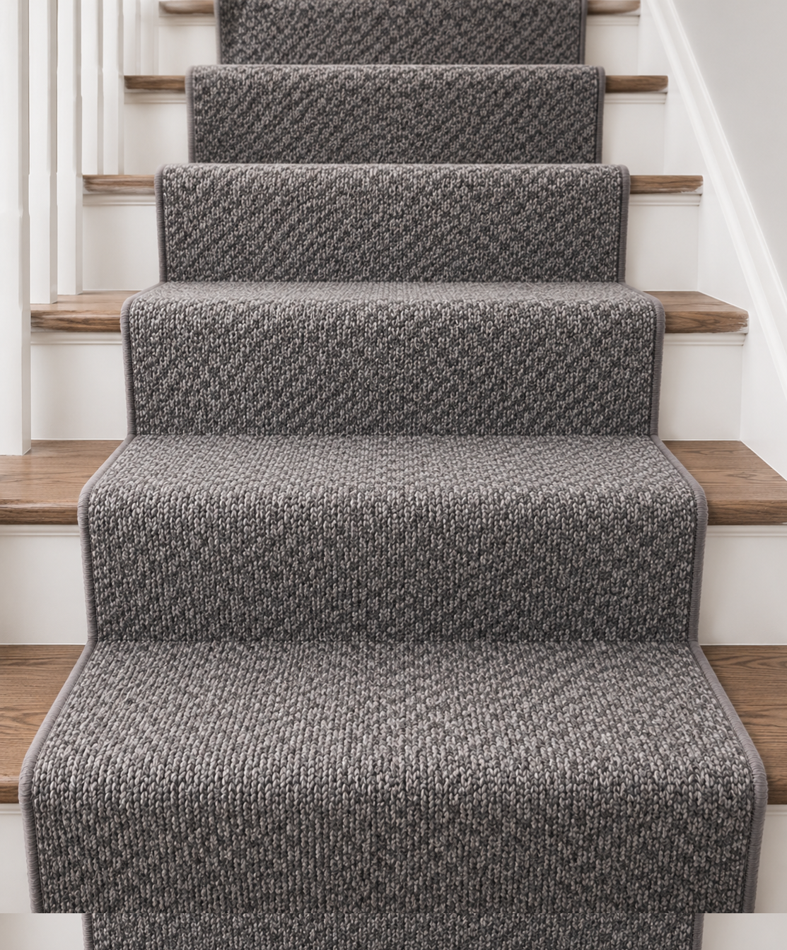 Multigrey Wool Carpet Stair Runner Set - 58cm x 17 stairs