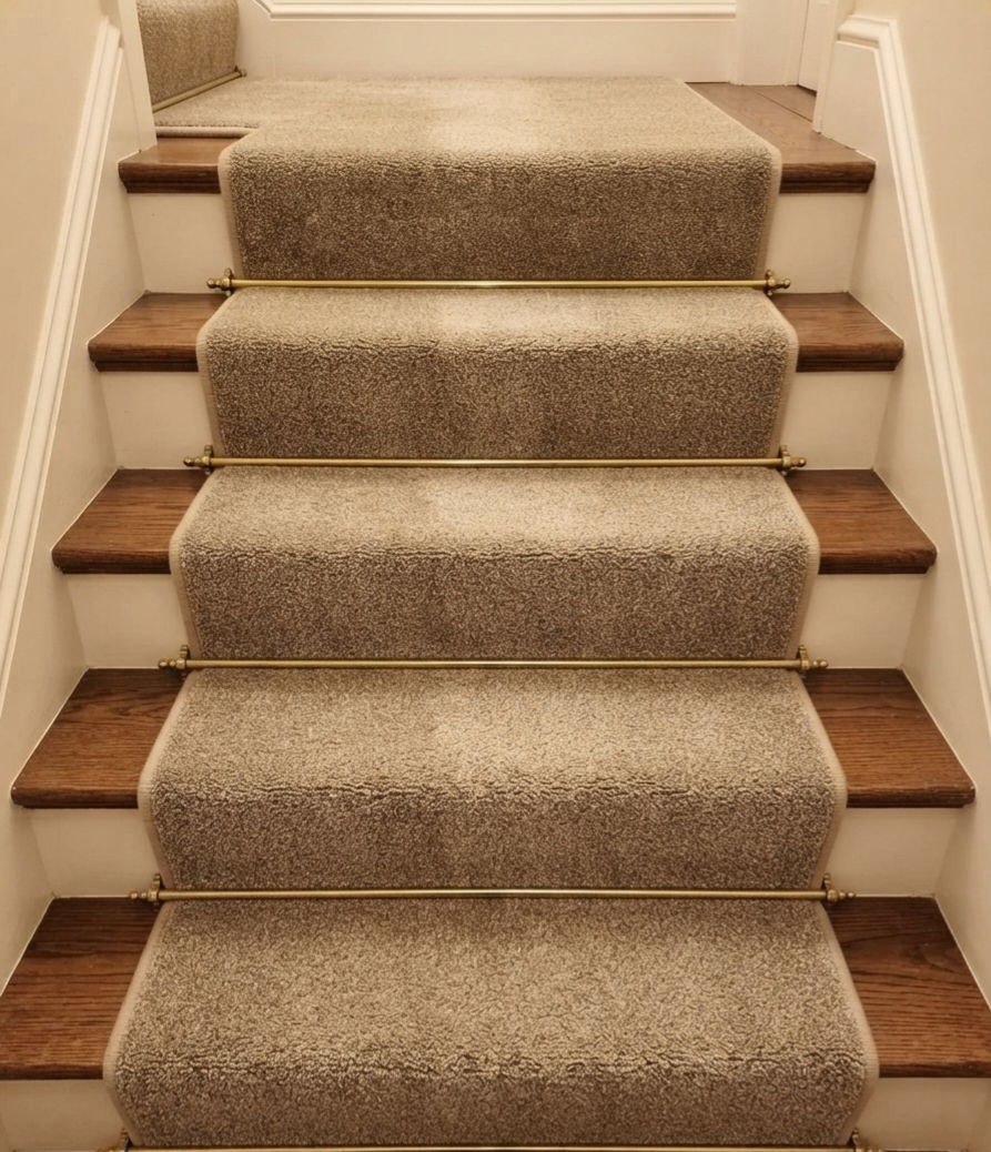 Saxony Beige Stair Runner Set - 75cm x 13 stairs