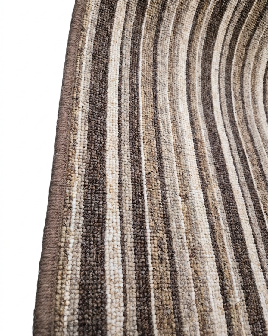 Beige Berber Stripe Carpet Stair Runner Set - 58cm x 12 stairs