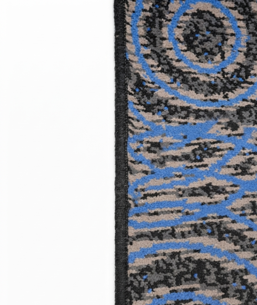 Blue Circles Velvet Wool Stair Runner Set - 58cm - 22 stairs