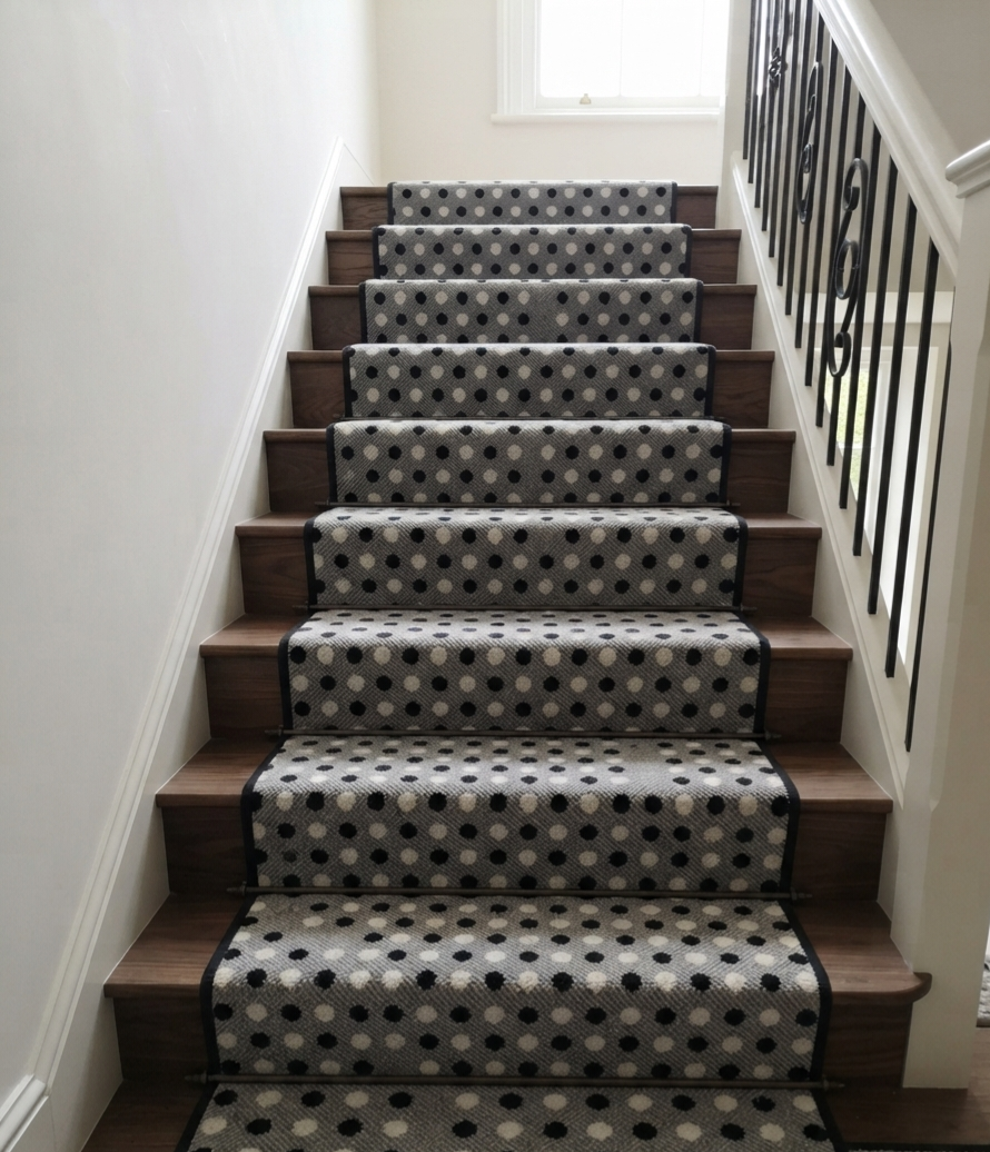 Moda Collection Wool "Lucca Charcoal" Stair Runner Set - 70cm x 13 stairs