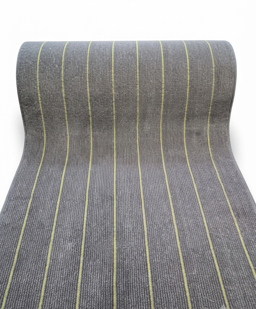 Grey/Green Stripe Wool Stair Runner - 91cm wide