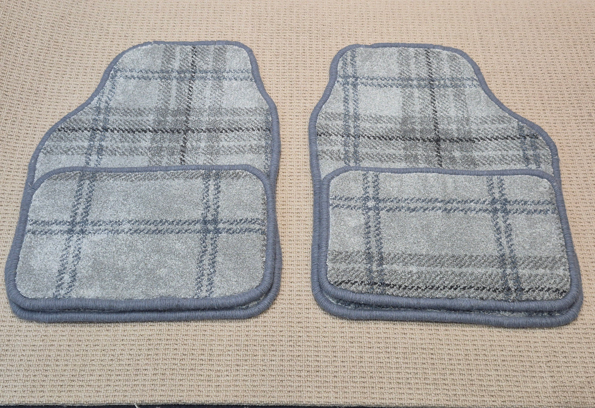 Light Grey Tartan Universal Car Mats Set