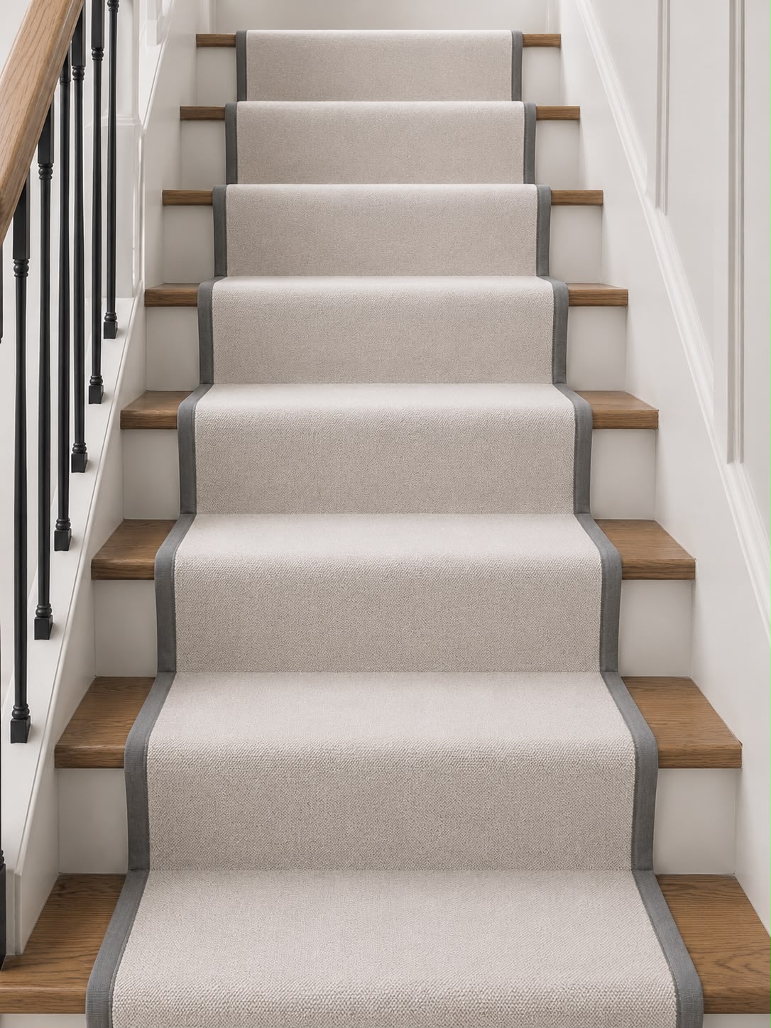 Grey Loop Wool Stair Runner Set – 65cm x 20Stairs