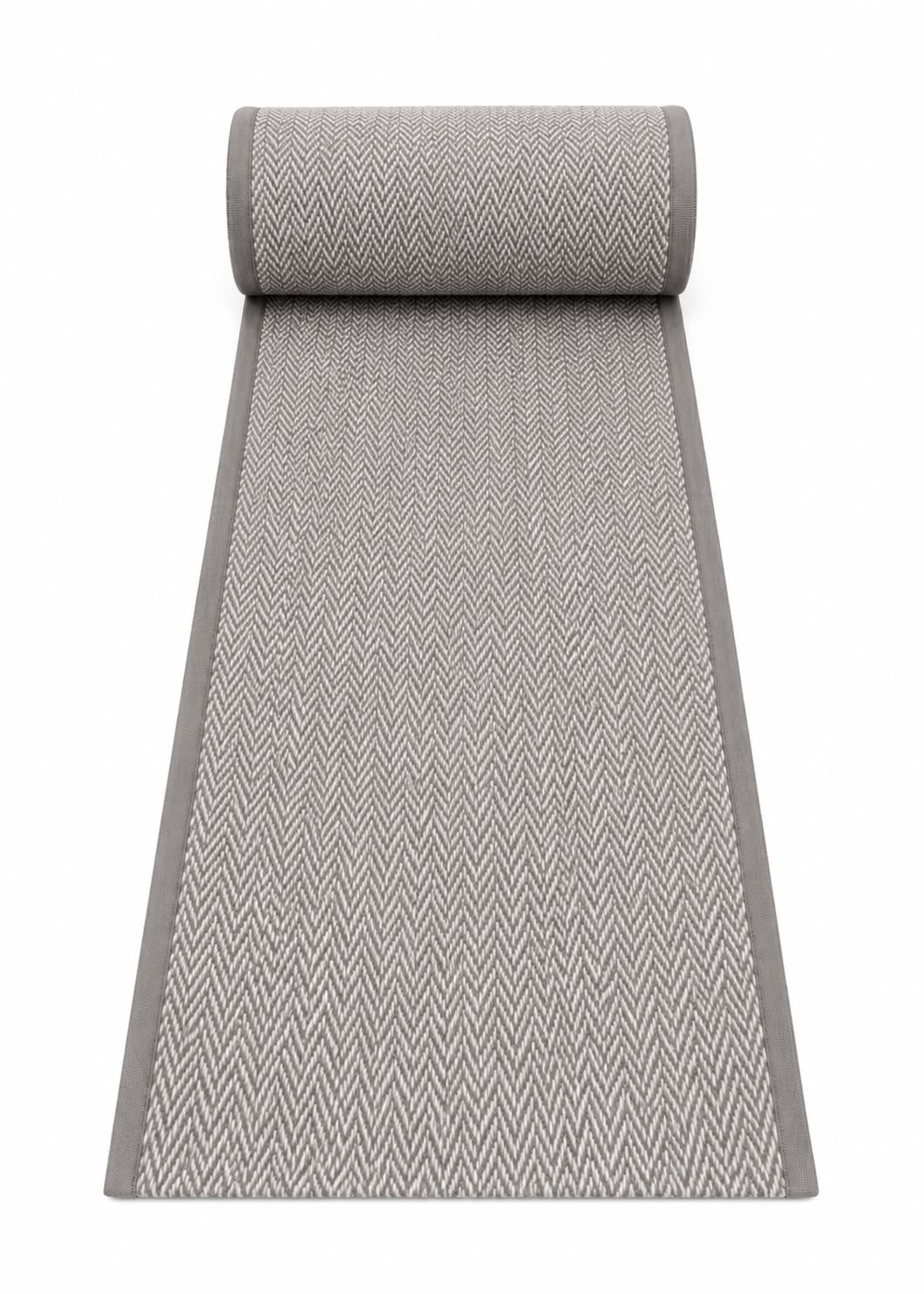 Grey Wool Herringbone Carpet Stair Runner Set - 69cm x 15 stairs