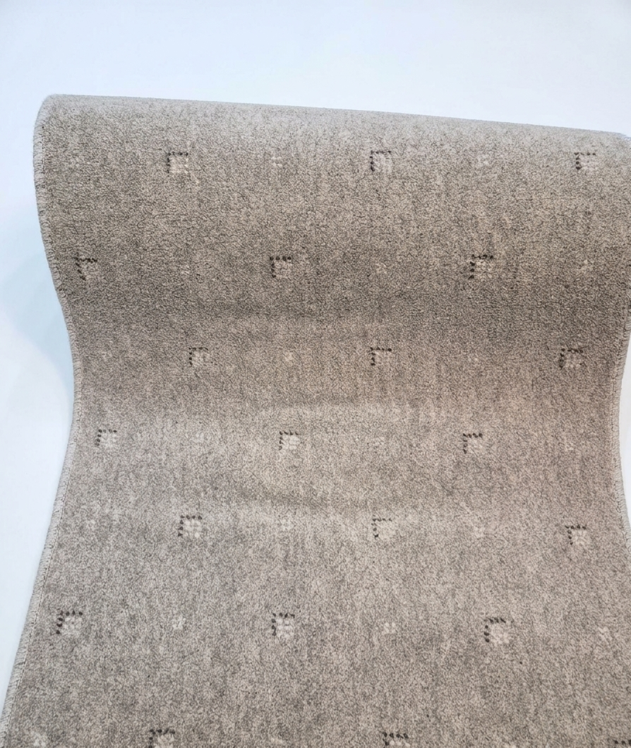 Grey Beige Wool Carpet Stair Runner Set - 75cm x 12 stairs