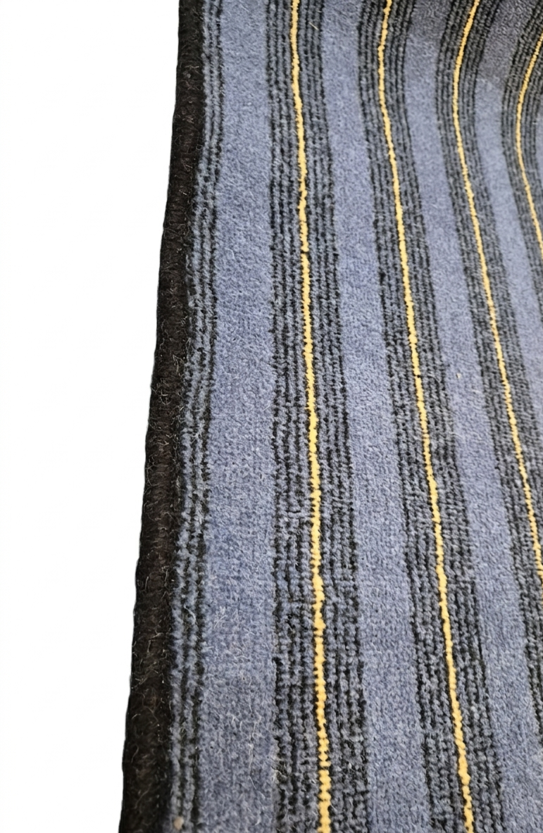 Blue and Yellow Stripe Pattern Wool Carpet Stair Runner - 75cm x 13 stairs