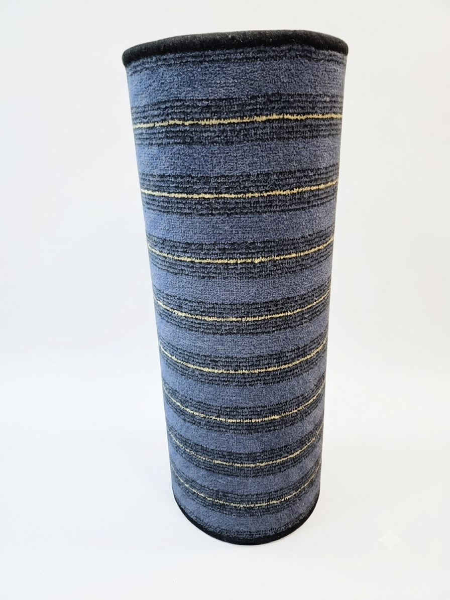Blue and Yellow Stripe Pattern Wool Carpet Stair Runner - 75cm x 13 stairs